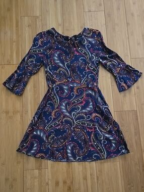 Banana Republic Navy Paisley Fit & Flare Dress - 0